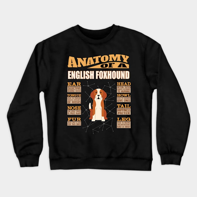 Anatomy Of A English Foxhound - English Foxhound Foxhound Crewneck Sweatshirt by HarrietsDogGifts